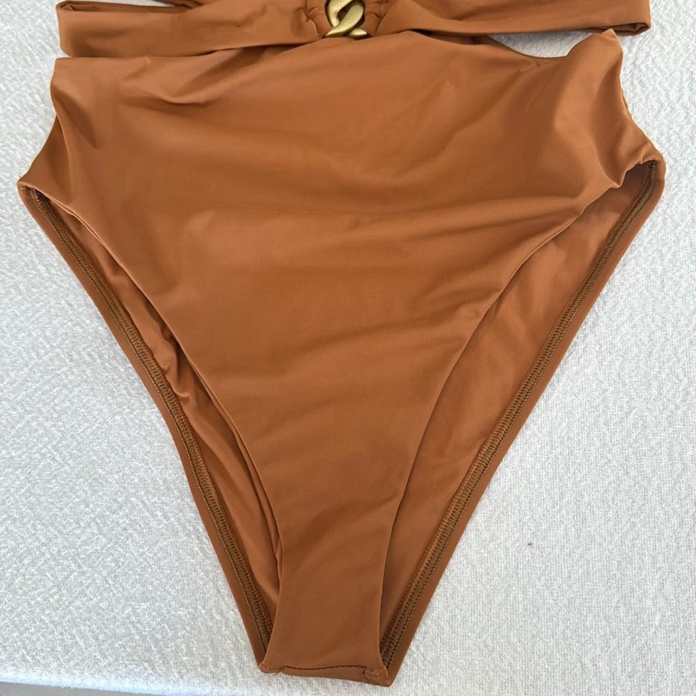 VITAMIN A Luxe Link Belted One Piece - Bronze ReLux, $200